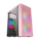 Mars Gaming - MC300P Rosa, Caja PC Micro ATX, Cristal Templado, Frontal MESH, 3xVentilador FRGB