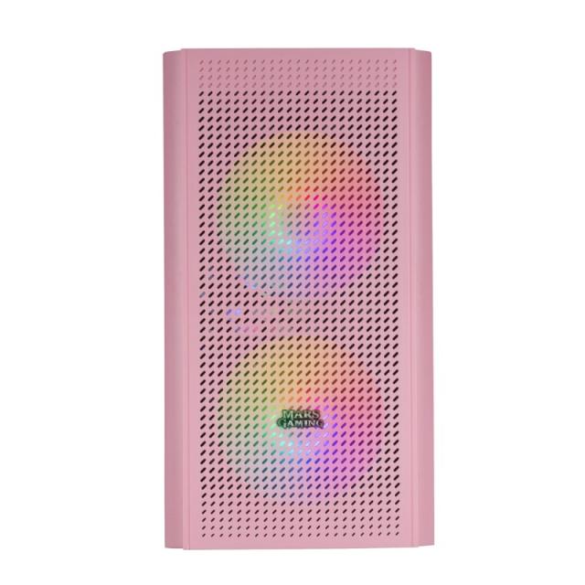 Mars Gaming - MC300P Rosa, Caja PC Micro ATX, Cristal Templado, Frontal MESH, 3xVentilador FRGB