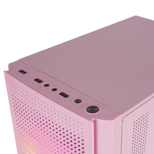 Mars Gaming - MC300P Rosa, Caja PC Micro ATX, Cristal Templado, Frontal MESH, 3xVentilador FRGB