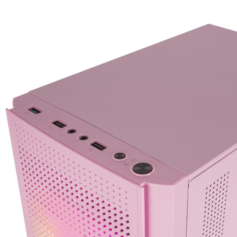 Mars Gaming - MC300P Rosa, Caja PC Micro ATX, Cristal Templado, Frontal MESH, 3xVentilador FRGB