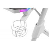 Mars Gaming - MGD140RGB, Mesa Ergonómica Gaming RGB, Soporte Auriculares y Bebida, Alfombrilla Ratón, 140x60cm, Blanco
