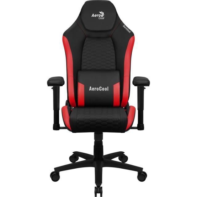 Aerocool - CROWNBR Rojo, Silla Gaming Ergonómica, Cojines Ajustables, Cuero Sintético Premium