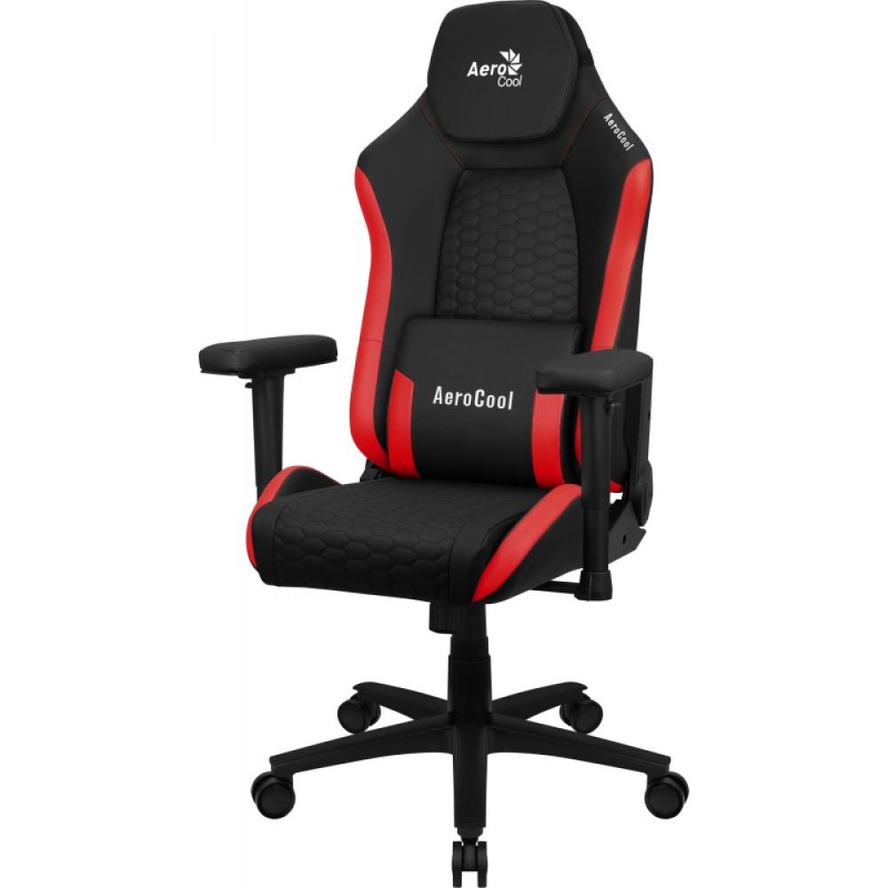 Aerocool - CROWNBR Rojo, Silla Gaming Ergonómica, Cojines Ajustables, Cuero Sintético Premium