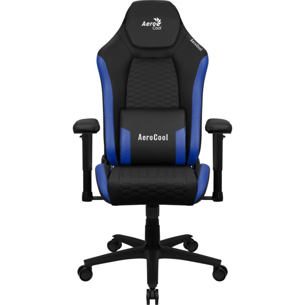 Aerocool - CROWNBB Azul, Silla Gaming Ergonómica, Cojines Ajustables, Cuero Sintético Premium