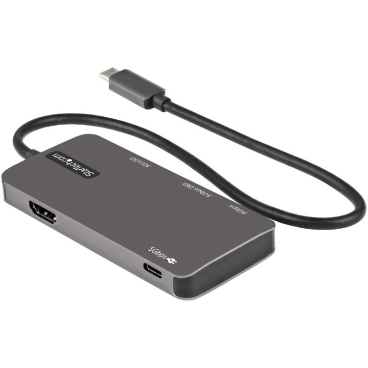 StarTech.com - Adaptador Multipuertos USB C - USB C a HDMI de 4K - 100W de Entrega de Alimentación PD - SD - MicroSD - Hub Ladró