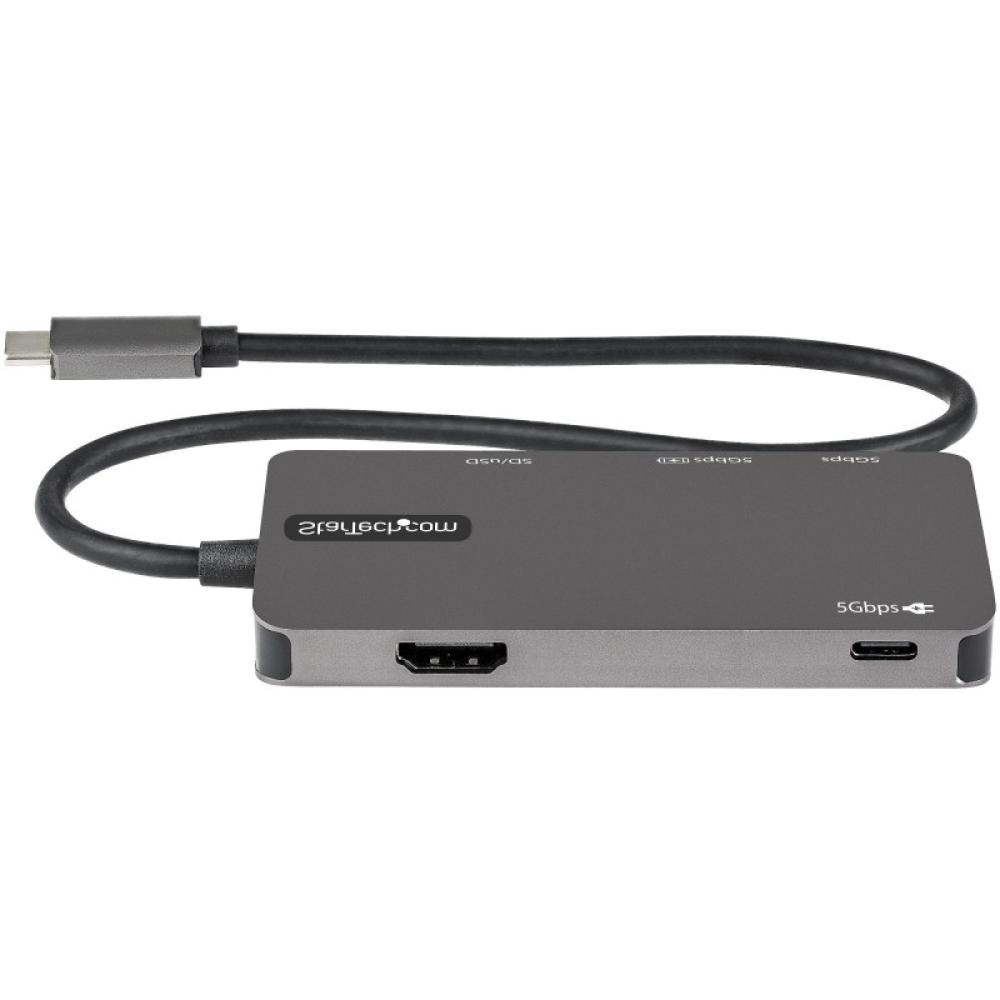 StarTech.com - Adaptador Multipuertos USB C - USB C a HDMI de 4K - 100W de Entrega de Alimentación PD - SD - MicroSD - Hub Ladró