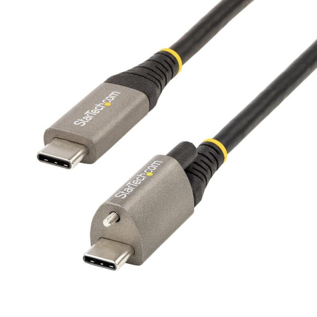 StarTech.com - Cable de 1m USB-C con Tornillo Superior de Fijación -10Gbps - Cable Tipo C USB 3.2 Gen 2 - con Carga por Entrega