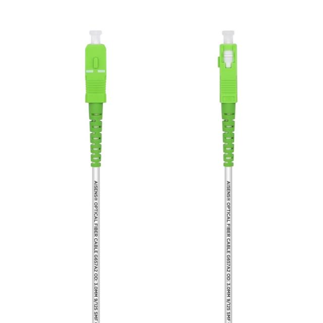 AISENS - Cable Fibra Óptica Latiguillo G657A2 3.0 9/125 SMF Simplex CPR DCA LSZH, SC/APC-SC/APC, Blanco, 2.0 m