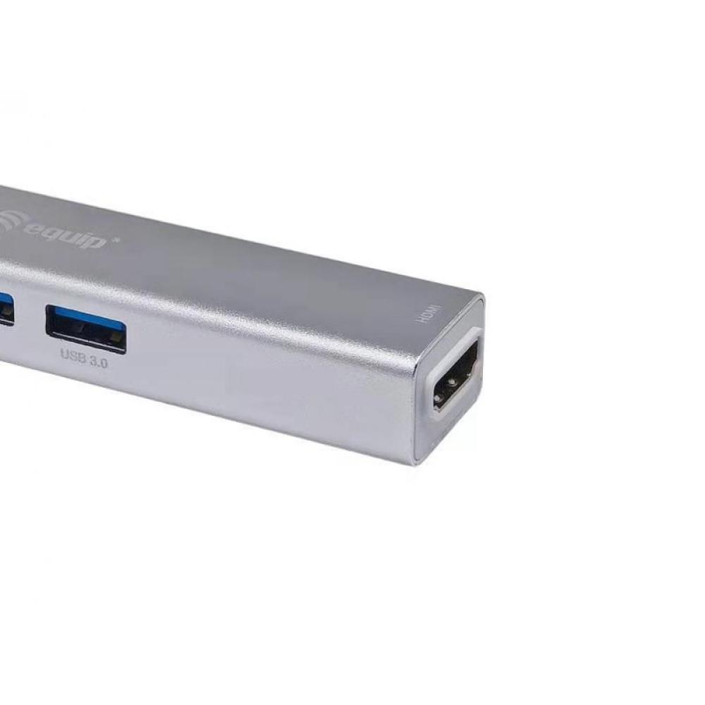 Equip - Adaptador multifunción USB-C 5 en 1, HDMI , USB 3.2 Gen 1 , TF/Micro SD