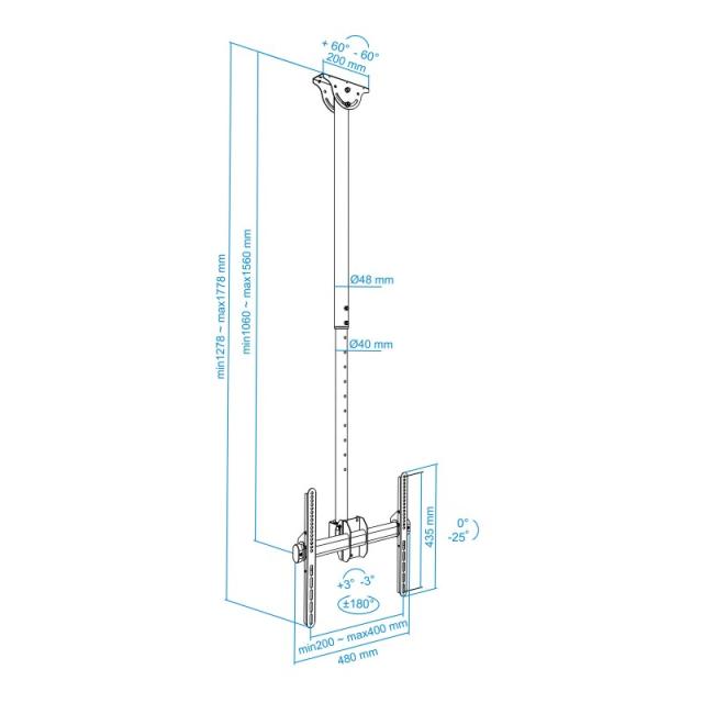 TooQ - LPCE1155TSLI-B soporte para pantalla de señalización 139,7 cm (55") Negro