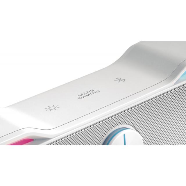 Mars Gaming - MSBXW Blanco, Barra de Sonido RGB, Bluethooth 5.0+Jack 3.5, Sonido DSP 10W