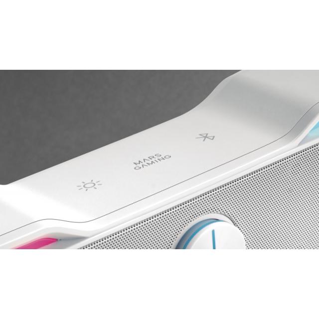 Mars Gaming - MSBXW Blanco, Barra de Sonido RGB, Bluethooth 5.0+Jack 3.5, Sonido DSP 10W