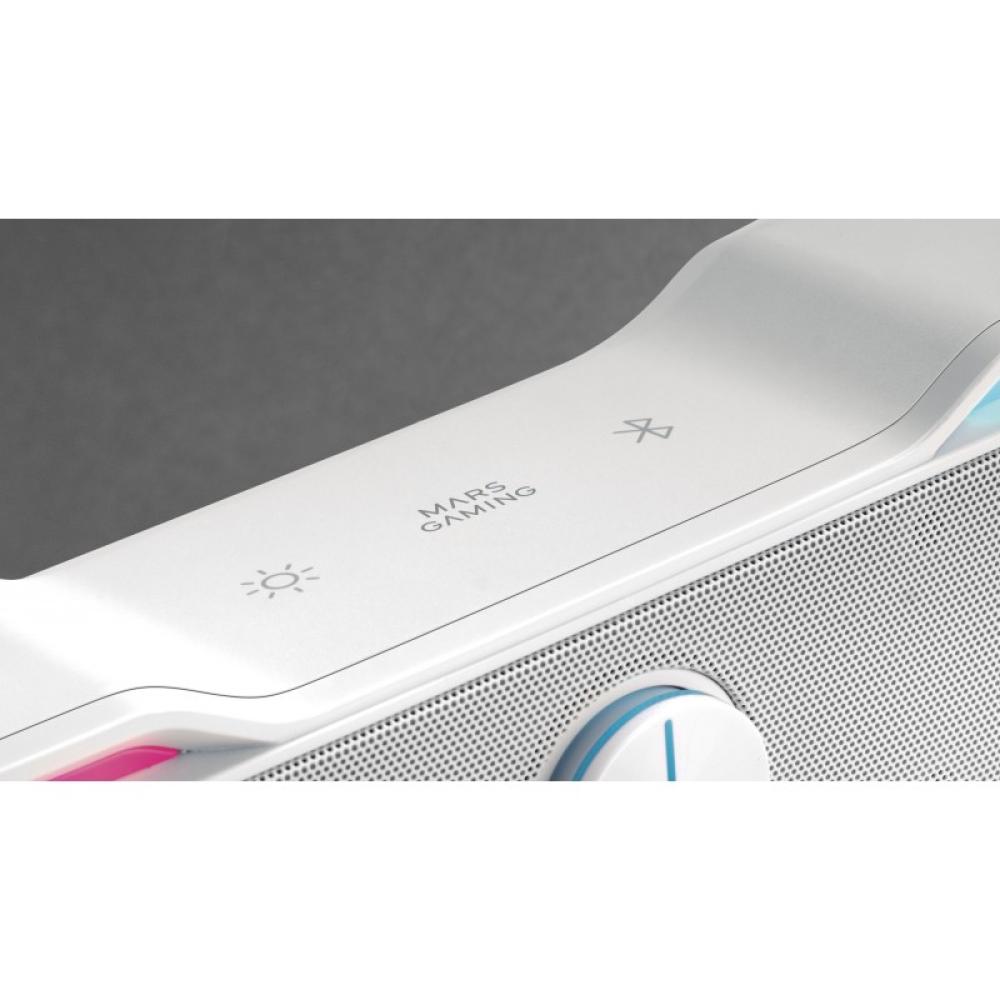 Mars Gaming - MSBXW Blanco, Barra de Sonido RGB, Bluethooth 5.0+Jack 3.5, Sonido DSP 10W