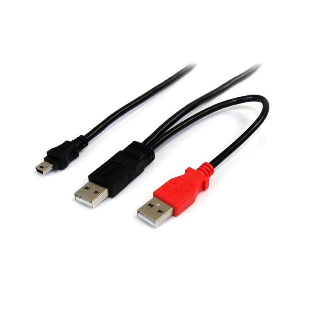 StarTech.com - Cable de 1,8m USB 2.0 en Y para Discos Duros Externos - Cable Mini B a 2x USB A