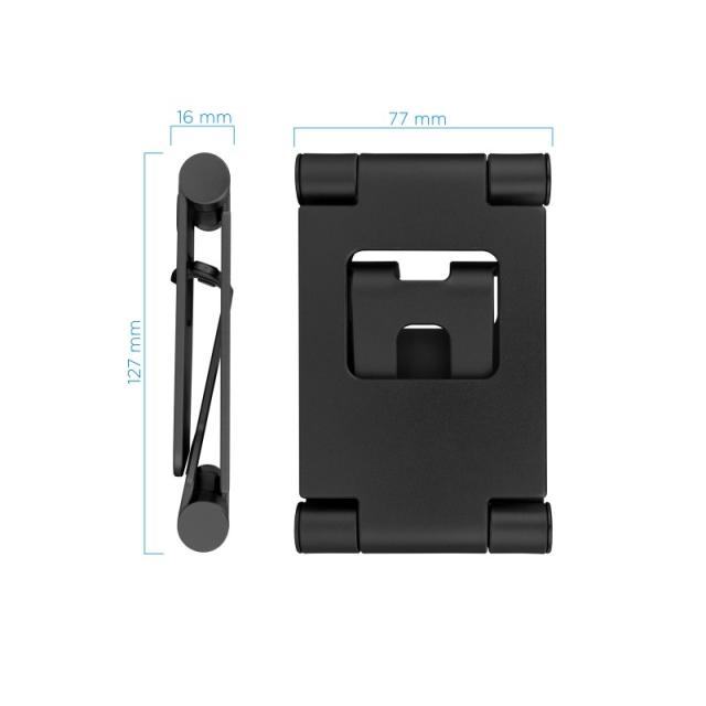 TooQ - Soporte de sobremesa ajustable para teléfono / tablet hasta 10”, Negro