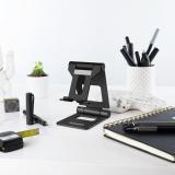 TooQ - Soporte de sobremesa ajustable para teléfono / tablet hasta 10”, Negro