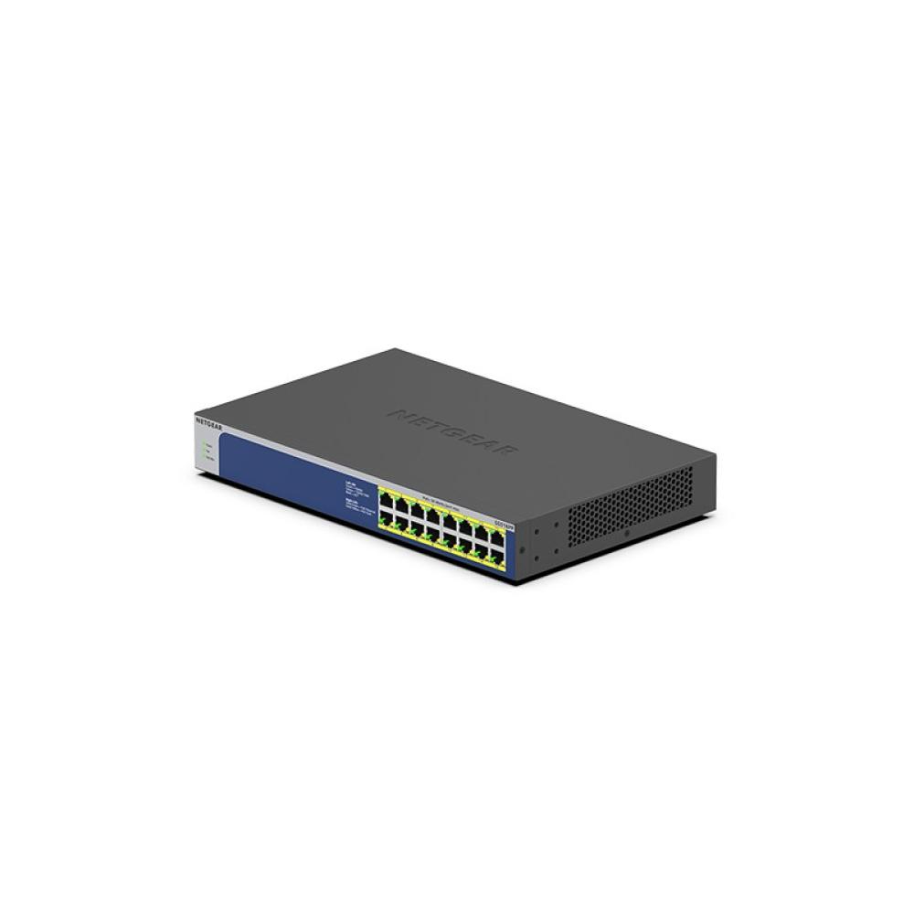 NETGEAR - GS516PP No administrado Gigabit Ethernet (10/100/1000) Energía sobre Ethernet (PoE) Azul, Gris