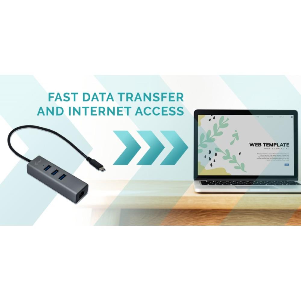 i-tec - Metal USB-C HUB 3 Port + Gigabit Ethernet Adapter