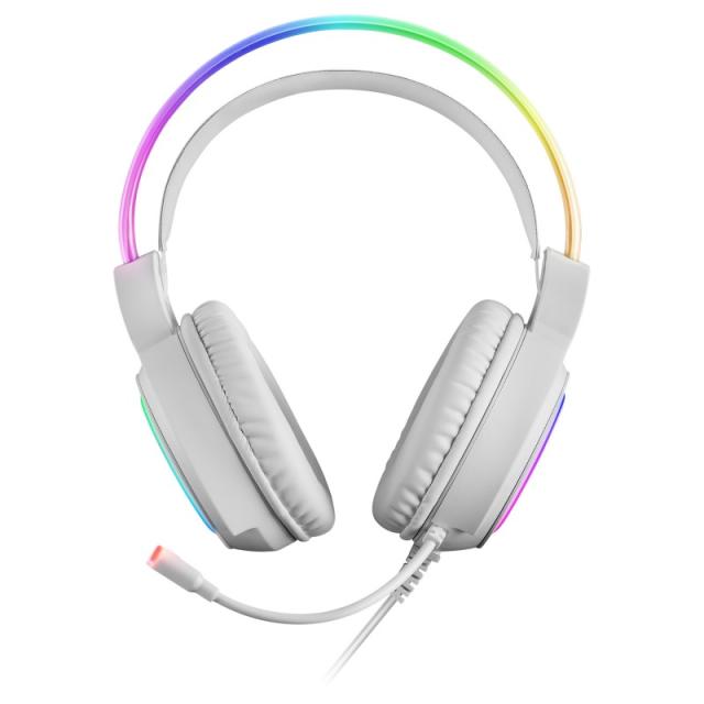 Mars Gaming - MHRGBW, Auriculares Chroma RGB Flow, Micrófono Profesional, Sonido Espacial, Blanco