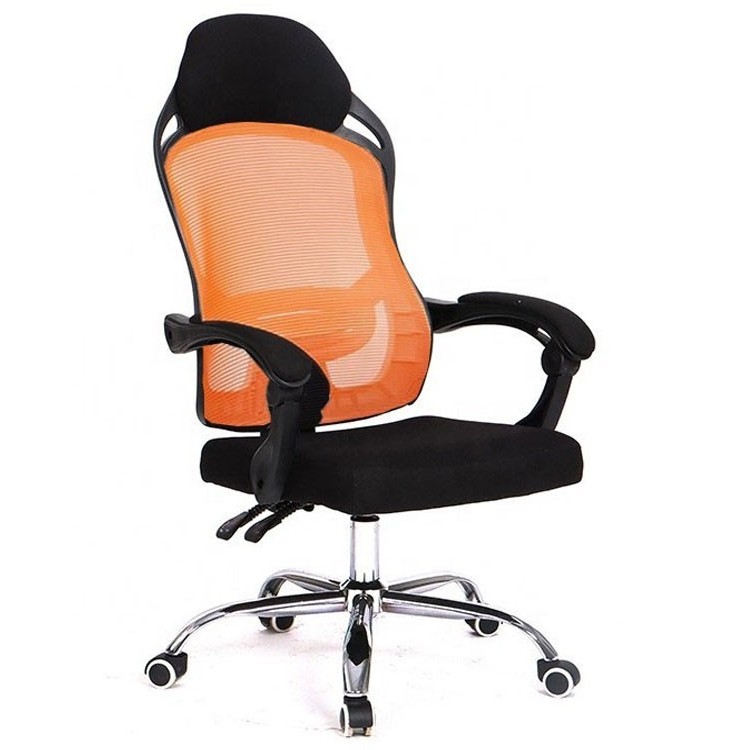 Sillón de oficina LINZ, negro, alto, gas, sincro, malla naranja y tejido negro