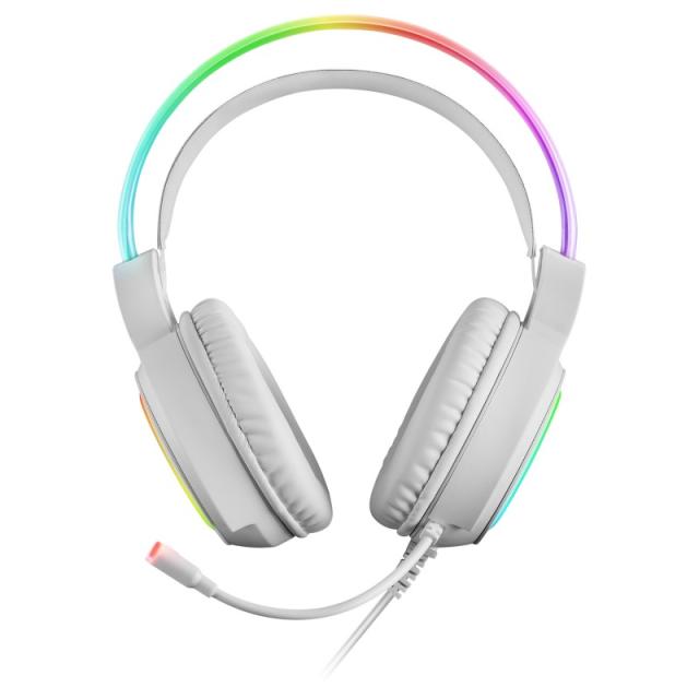Mars Gaming - MHRGBW, Auriculares Chroma RGB Flow, Micrófono Profesional, Sonido Espacial, Blanco