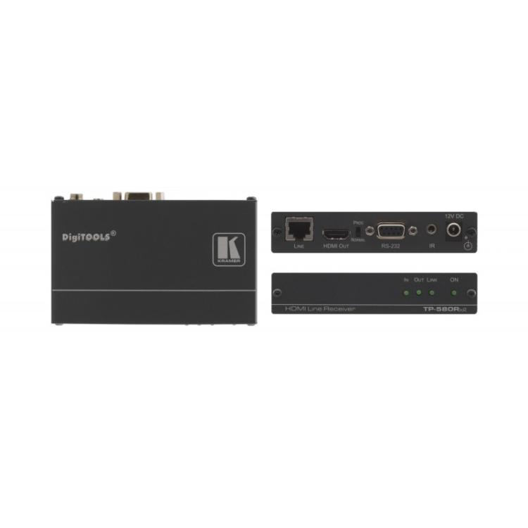 Kramer Electronics - TP-580RXR extensor audio/video Receptor AV Negro