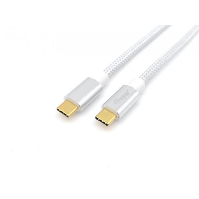Equip - 128356 Cable USB 3.2 Gen 2 C a C, M/M, 1,0m, PD 100W , 4K/60Hz, 10Gbps, Blanco