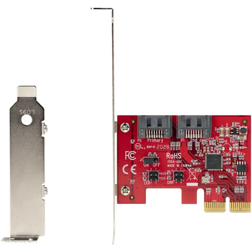 StarTech.com - Tarjeta PCIe SATA - Tarjeta PCI Express Controladora de 2 Puertos SATA de 6Gbps - Perfil Completo o Bajo - Adapta