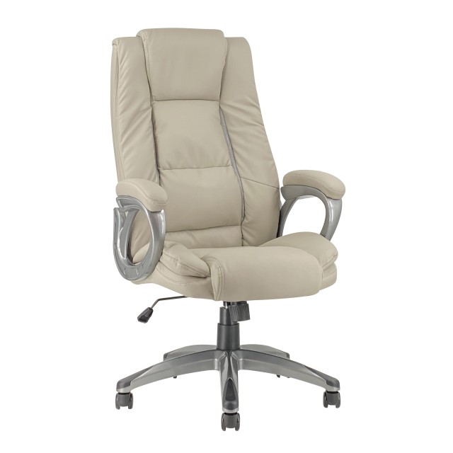 Sillón de oficina LISBOA, alto, gas, basculante, similpiel gris claro