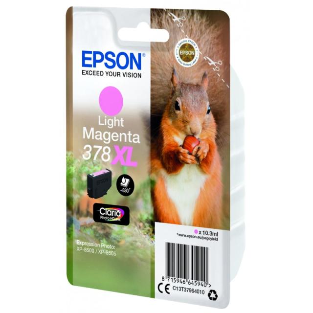 Epson - Squirrel Singlepack Light Magenta 378XL Claria Photo HD Ink - C13T37964010