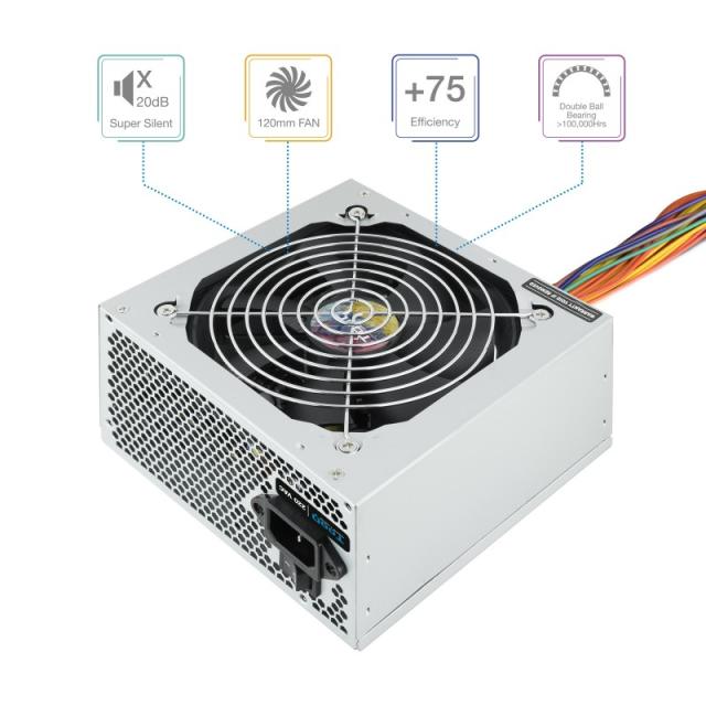 TooQ - TQAPOLO-500SP unidad de fuente de alimentación 500 W 20+4 pin ATX ATX Plata