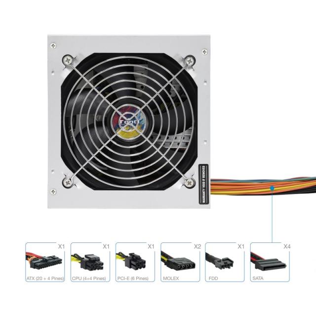 TooQ - TQAPOLO-500SP unidad de fuente de alimentación 500 W 20+4 pin ATX ATX Plata