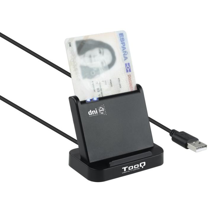 TooQ - Lector de Tarjetas Inteligentes DNIe VISION USB 2.0, Negro