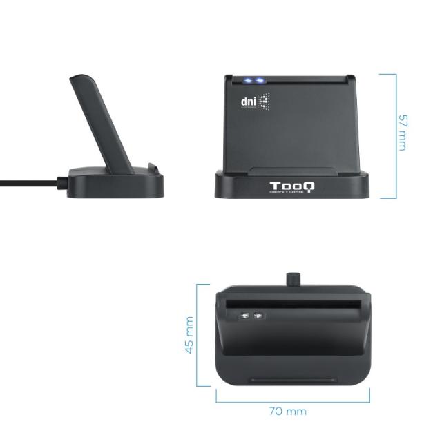TooQ - Lector de Tarjetas Inteligentes DNIe VISION USB 2.0, Negro