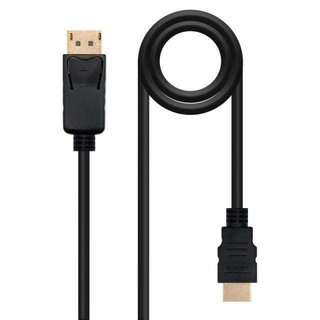 Nanocable - Cable Conversor DISPLAYPORT a HDMI, DP/M - HDMI/M, Negro, 1 m