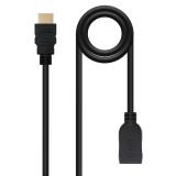 Nanocable - Cable HDM 2.0 Prolongador A/M-A/H, Negro, 3 m