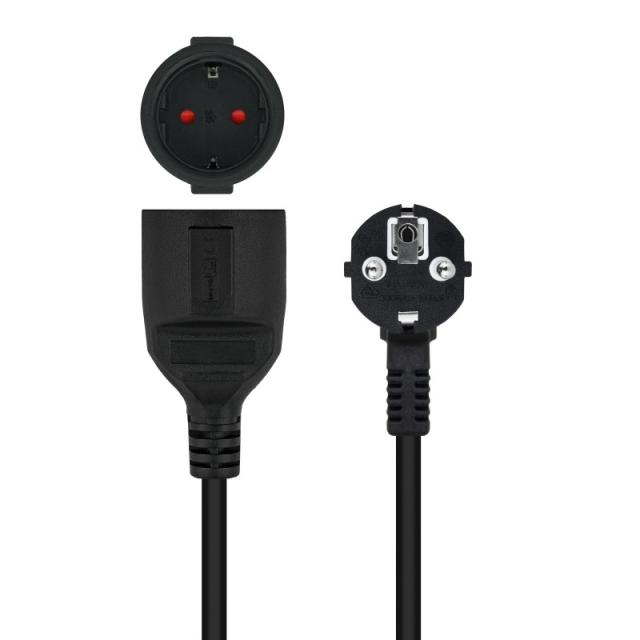Nanocable - Cable de Alimentación Alargador, Negro, 2 m