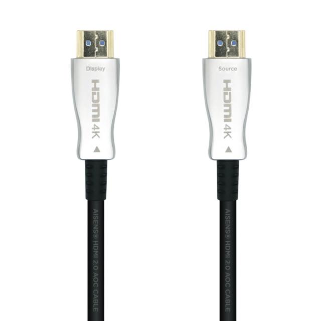 AISENS - Cable HDMI V2.0 AOC Premium Alta Velocidad / HEC 4k@60Hz 18Gbps, A/M-A/M, Negro, 20m