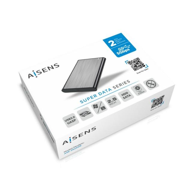 AISENS - Caja Externa 2.5" ASE-2525GR 9.5mm SATA A USB 3.0 / USB 3.1 Gen1, Gris