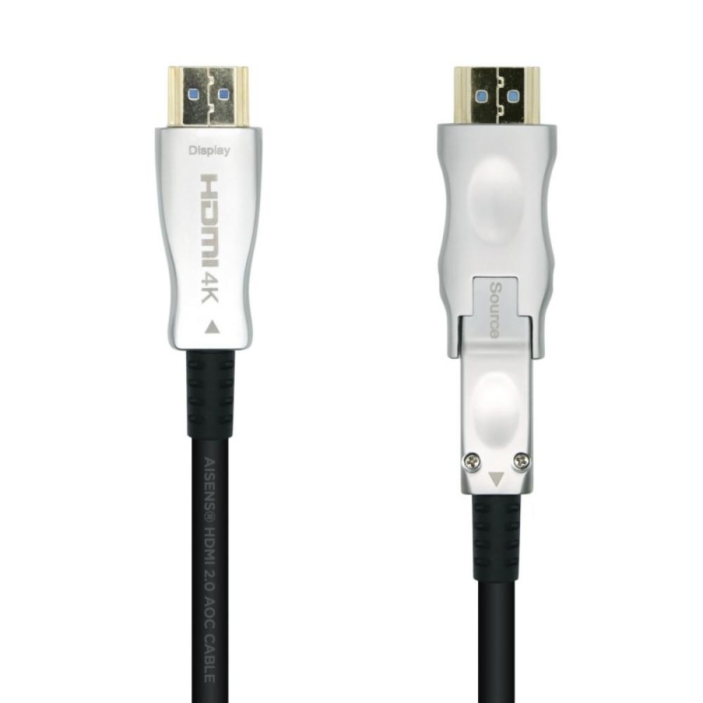 AISENS - Cable HDMI V2.0 AOC Desmontable Premium Alta Velocidad / HEC 4k@60Hz 4:4:4 18Gbps, A/M-D/A/M, Negro, 50m