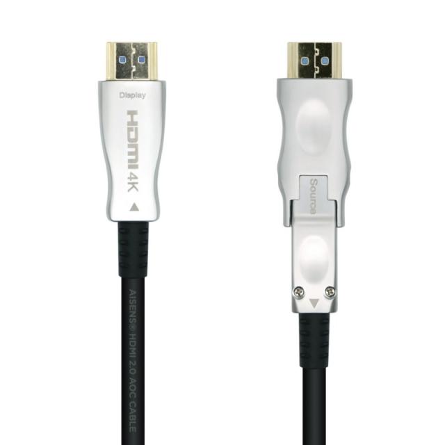 AISENS - Cable HDMI V2.0 AOC Desmontable Premium Alta Velocidad / HEC 4k@60Hz 4:4:4 18Gbps, A/M-D/A/M, Negro, 40m