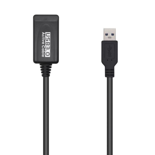 AISENS - Cable USB 3.0 Prolongador Con Amplificador, Tipo A/M-A/H, Negro, 5.0m - A105-0525