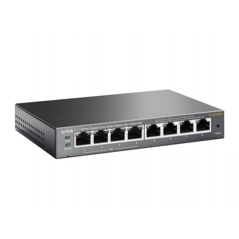 TP-Link - TL-SG108PE Gestionado L2 Gigabit Ethernet (10/100/1000) Energía sobre Ethernet (PoE) Negro
