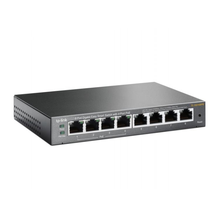 TP-Link - TL-SG108PE Gestionado L2 Gigabit Ethernet (10/100/1000) Energía sobre Ethernet (PoE) Negro