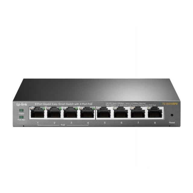 TP-Link - TL-SG108PE Gestionado L2 Gigabit Ethernet (10/100/1000) Energía sobre Ethernet (PoE) Negro