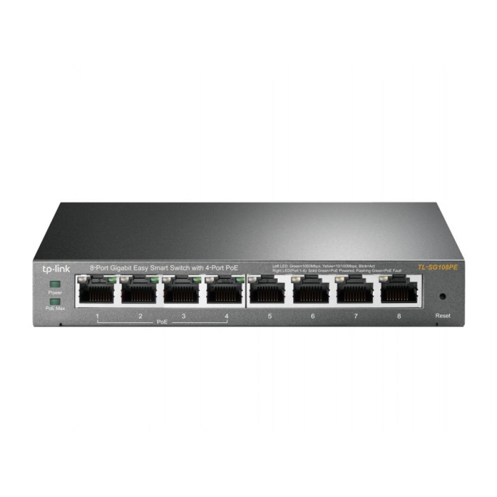 TP-Link - TL-SG108PE Gestionado L2 Gigabit Ethernet (10/100/1000) Energía sobre Ethernet (PoE) Negro