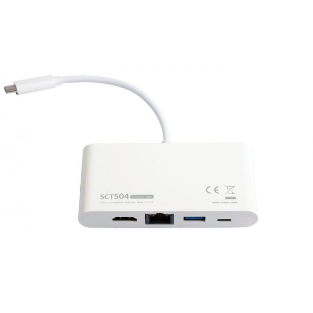 Sveon - SCT504 base para portátil y replicador de puertos USB 3.2 Gen 1 (3.1 Gen 1) Type-C Blanco