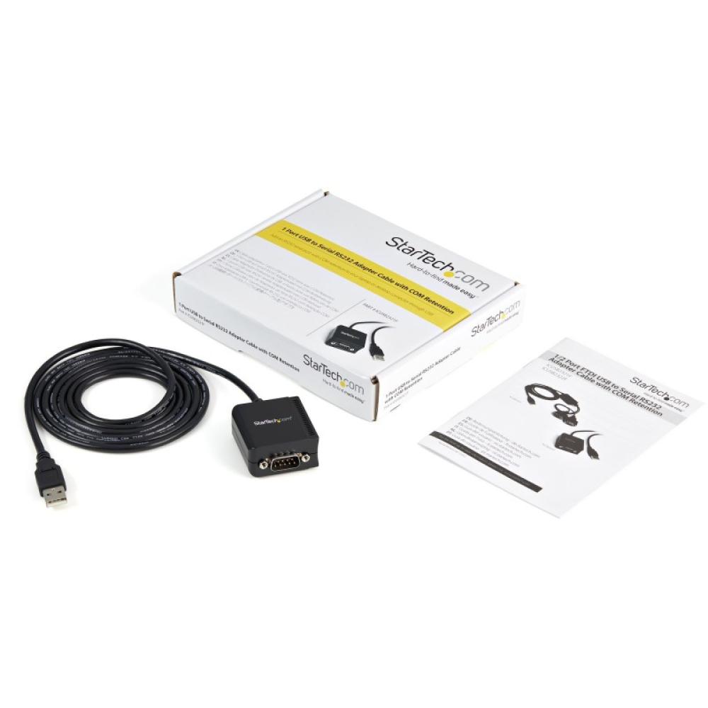 StarTech.com - Cable 1,8m USB a Puerto Serie Serial RS232 DB9 con Retención del Puerto de Asignación COM
