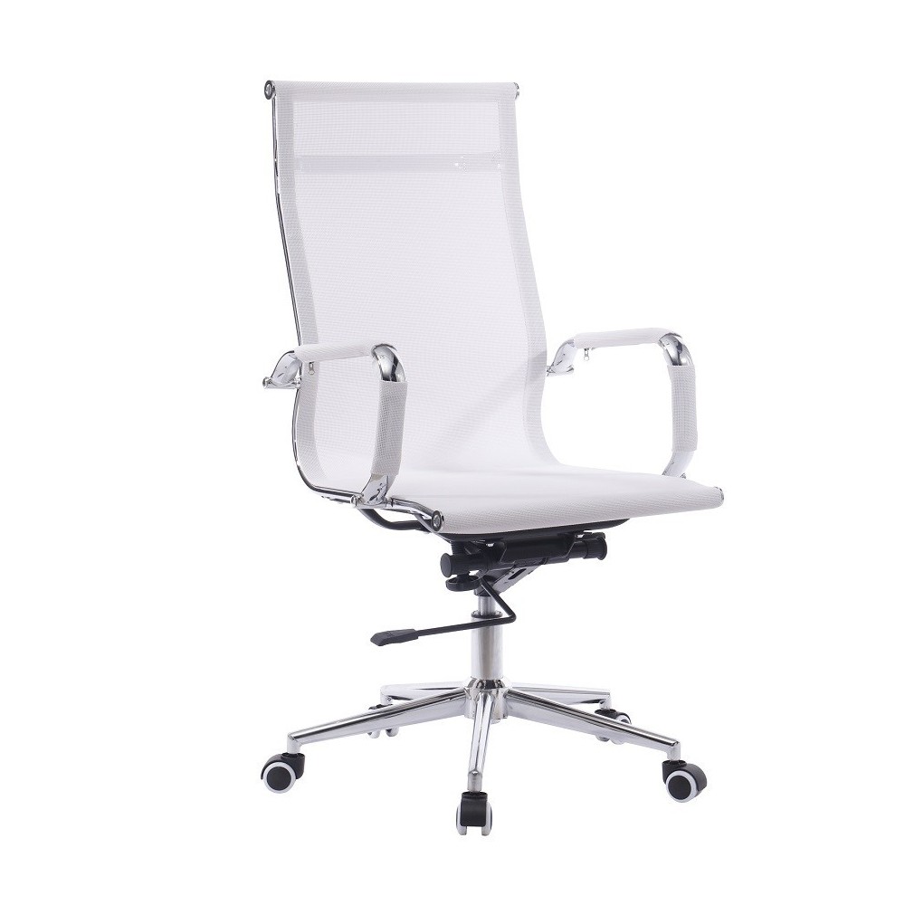 Sillón de oficina ODESA, alto, gas, basculante profundo, malla blanca