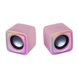 Mars Gaming - MSCUBEP Rosa, Altavoces Gaming RGB Compactos, Procesador Sonido DSP 8W, Control Volumen